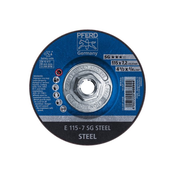 Pferd 4-1/2" x 1/4 Grinding Wheel, 5/8-11 Thd. - SG STEEL - Type 27 61038